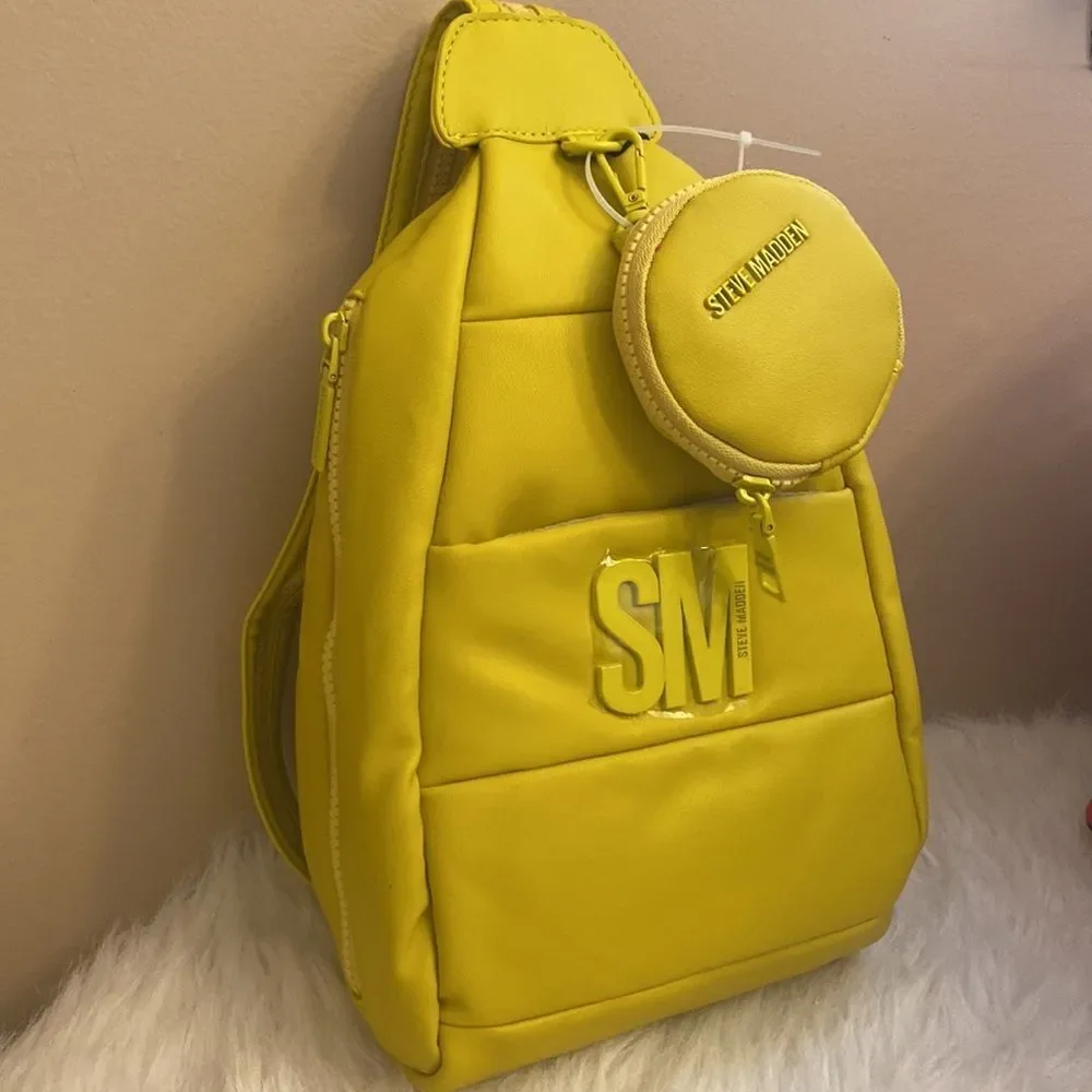 NWT Steve Madden Faux Leather (Bjaya) Backpack w/ AirPods pouch - Yellow